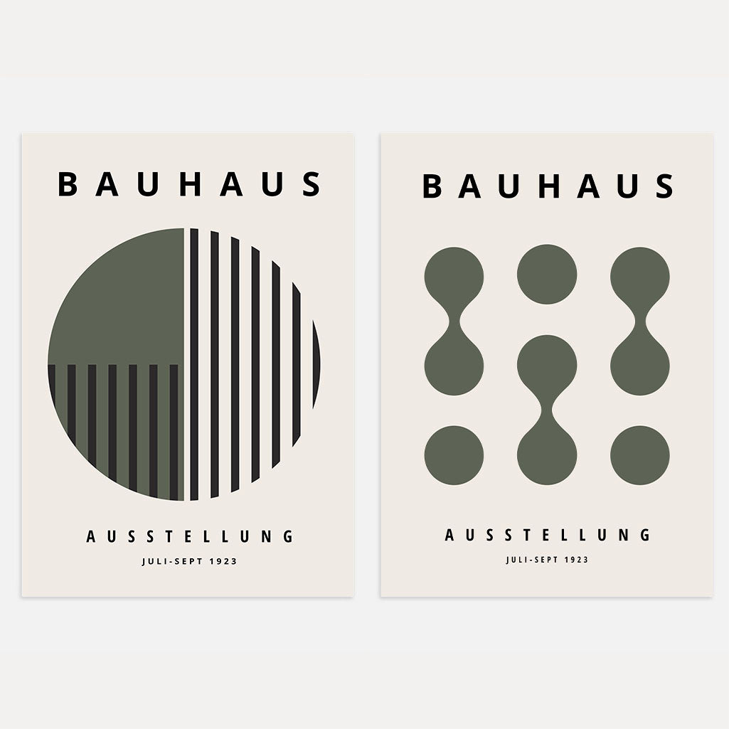 Bauhaus Olivgrün – 2er Poster-Set