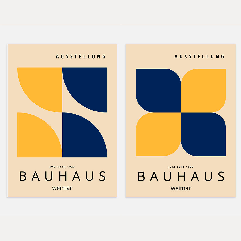 Bauhaus Navy Gelb – 2er Poster-Set