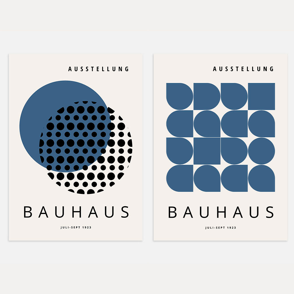 Bauhaus Minimal Blu navy – Set di 2 poster