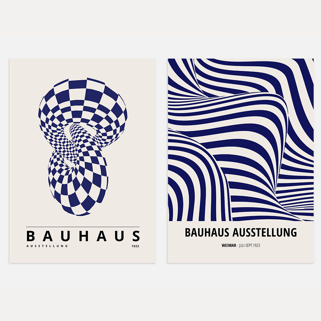 Bauhaus Illusione Blu Navy – Set Di 2 Poster