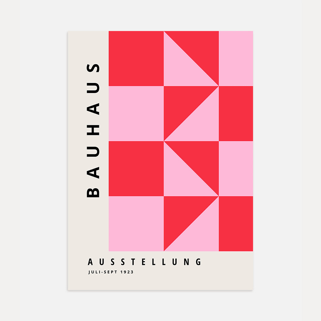 Bauhaus Triangles Rouge Rose Affiche