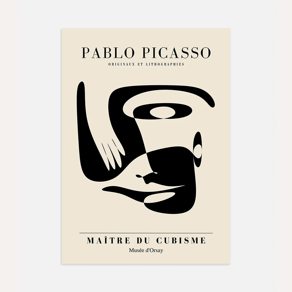 Picasso-Inspired Geometric Abstract Face Poster
