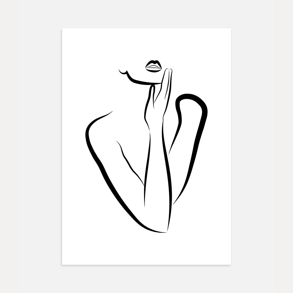 Whisper of Emotions Female Line Art Poster