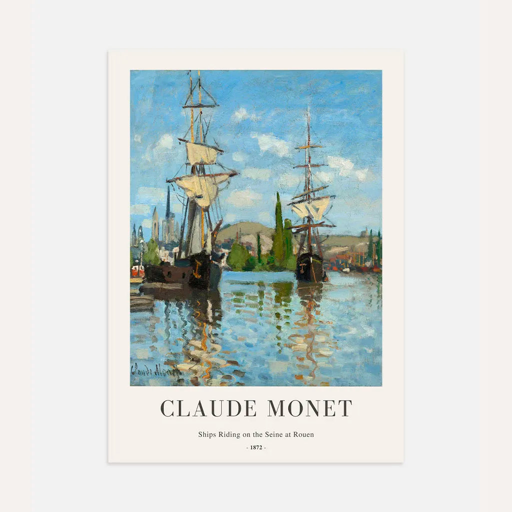 Claude Monet – Barche sulla Senna a Rouen Poster