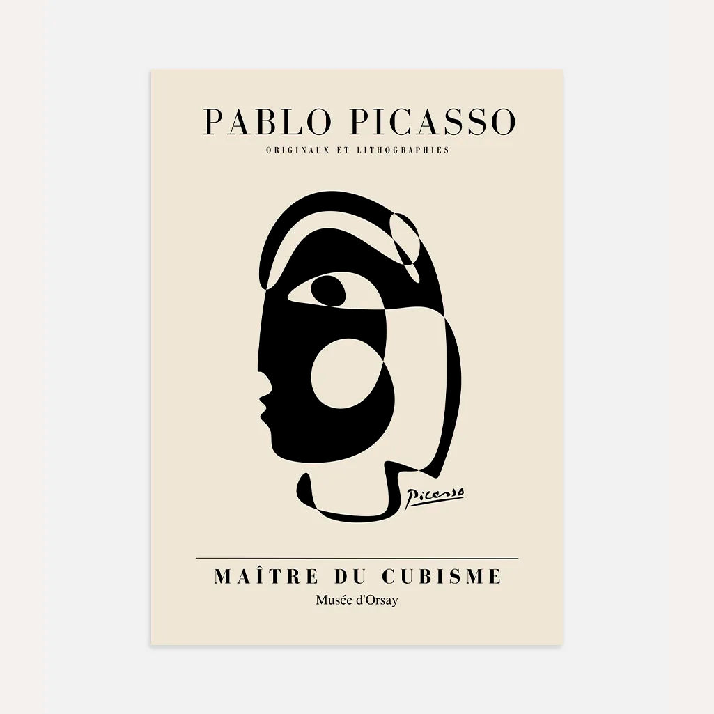 Picasso-Inspired Geometric Face Poster