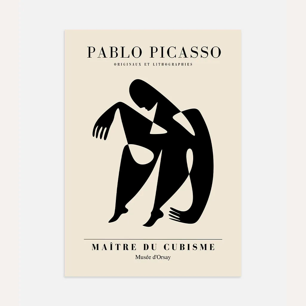 Picasso-Inspired Black Silhouette Poster