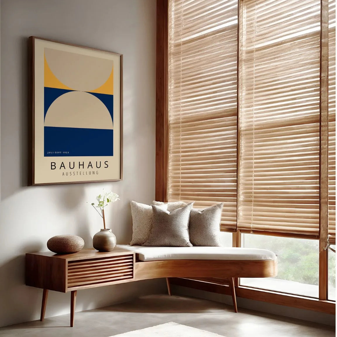 Bauhaus Beige & Navy Balance Poster