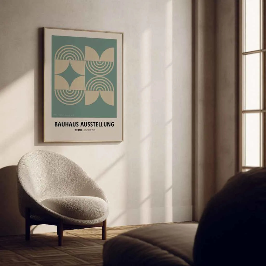 Poster Bauhaus Simmetria Verde Beige