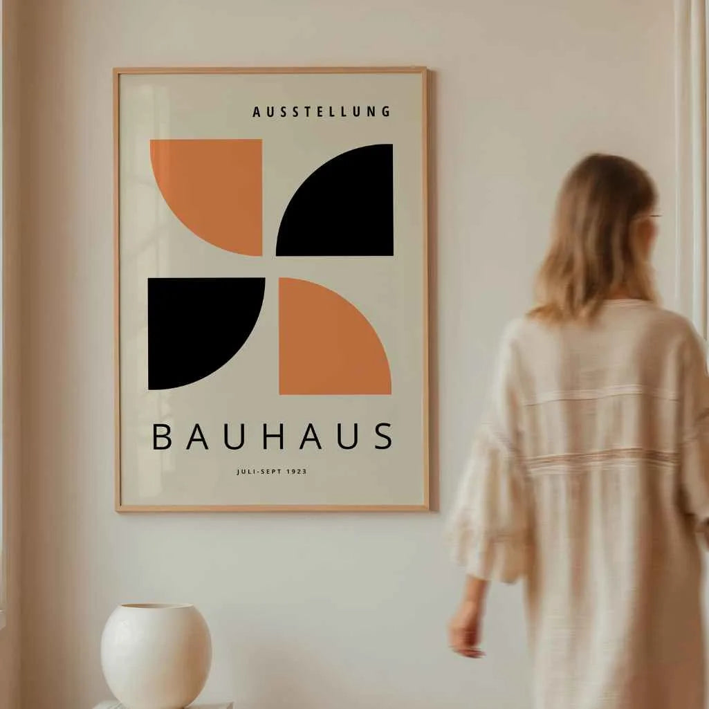 Bauhaus Orange & Black Symmetry Poster