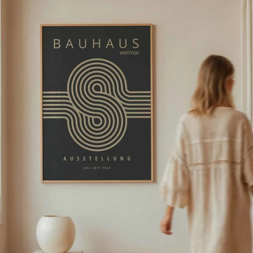 Bauhaus Harmony Line Poster in Beige on Dark