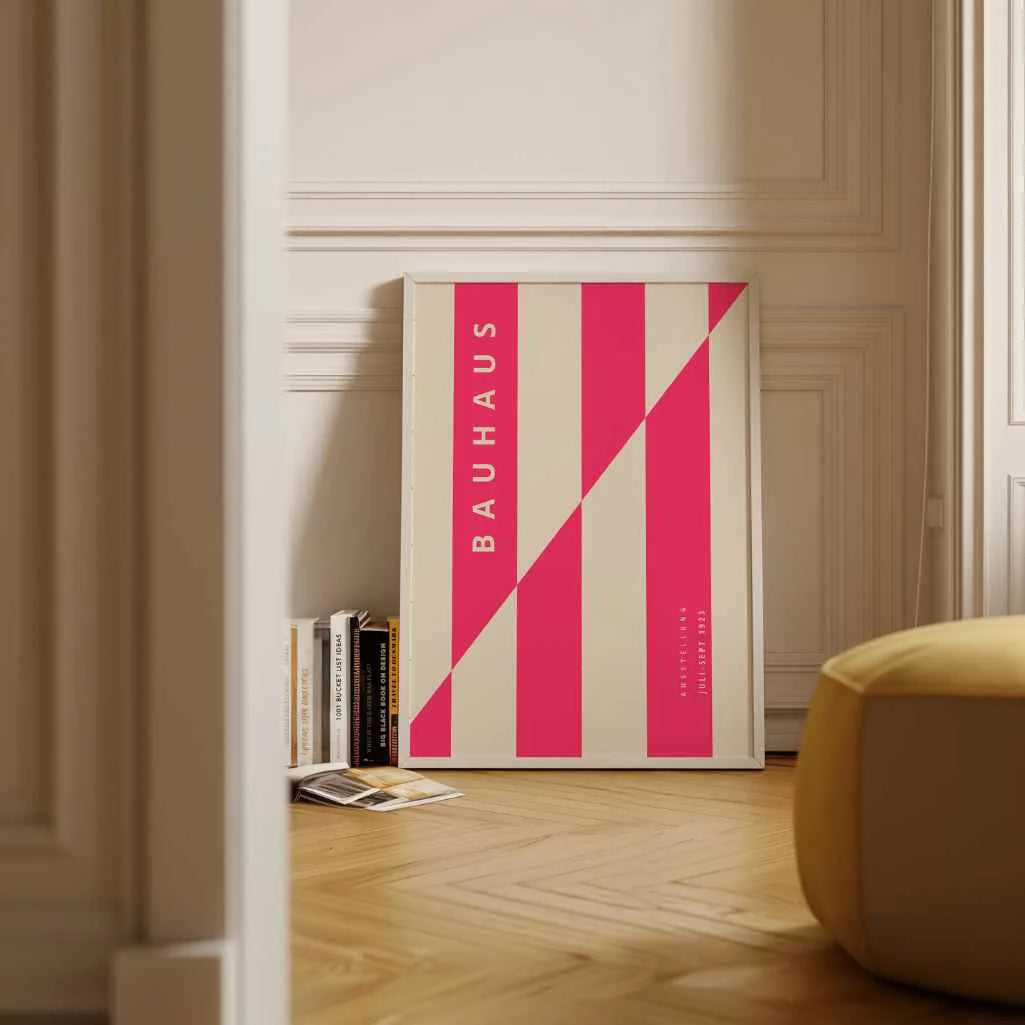 Bauhaus Structure De Lignes Roses Affiche