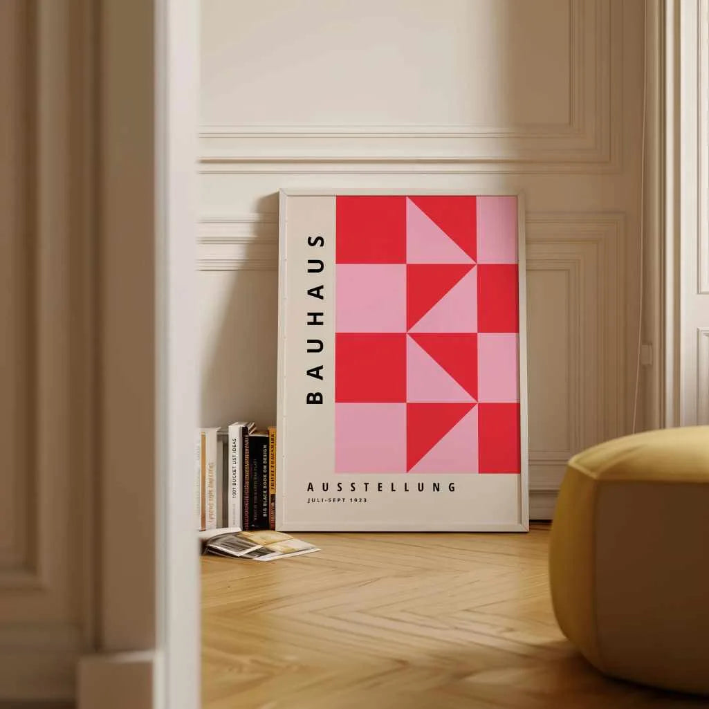 Bauhaus Triangles Rouge Rose Affiche