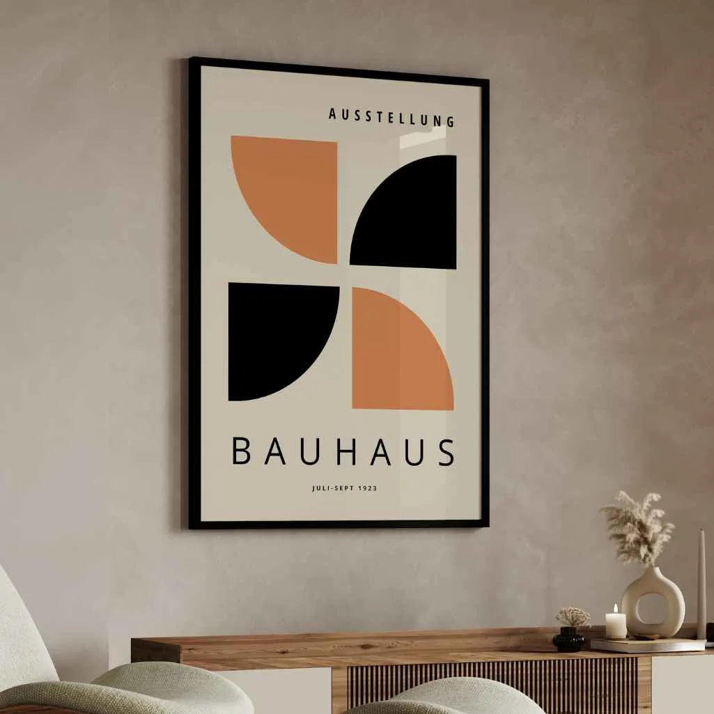 Bauhaus Orange & Black Symmetry Poster