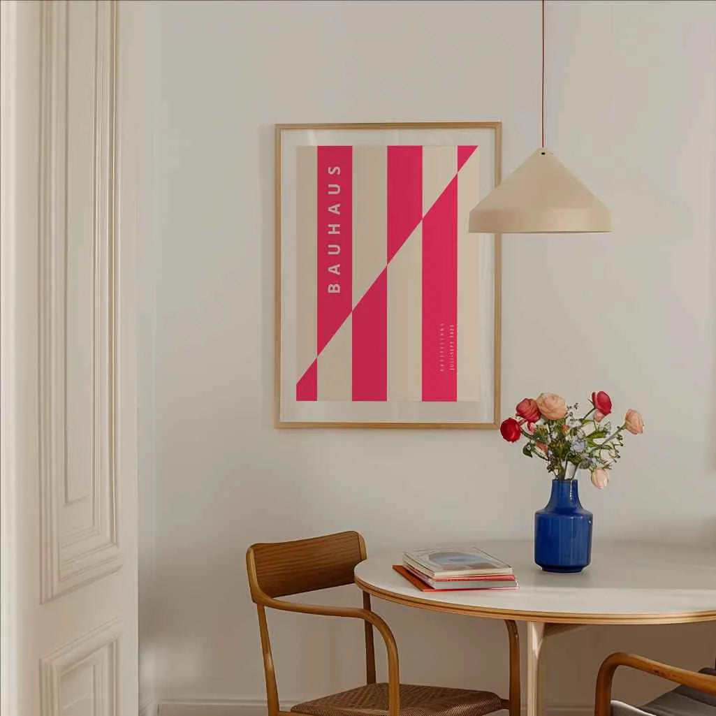 Bauhaus Structure De Lignes Roses Affiche