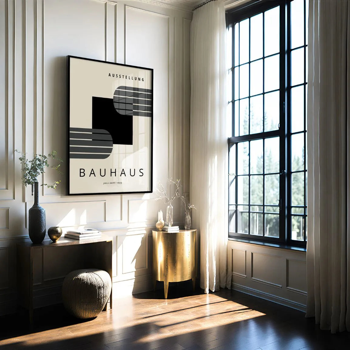 Bauhaus Linee Quadrato Nero Poster