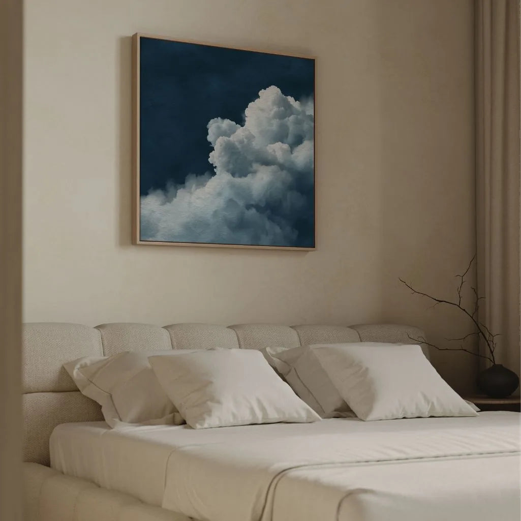 Gerahmtes Leinwandbild – Weiße Wolken