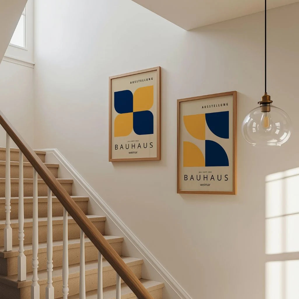Bauhaus Navy Gelb – 2er Poster-Set