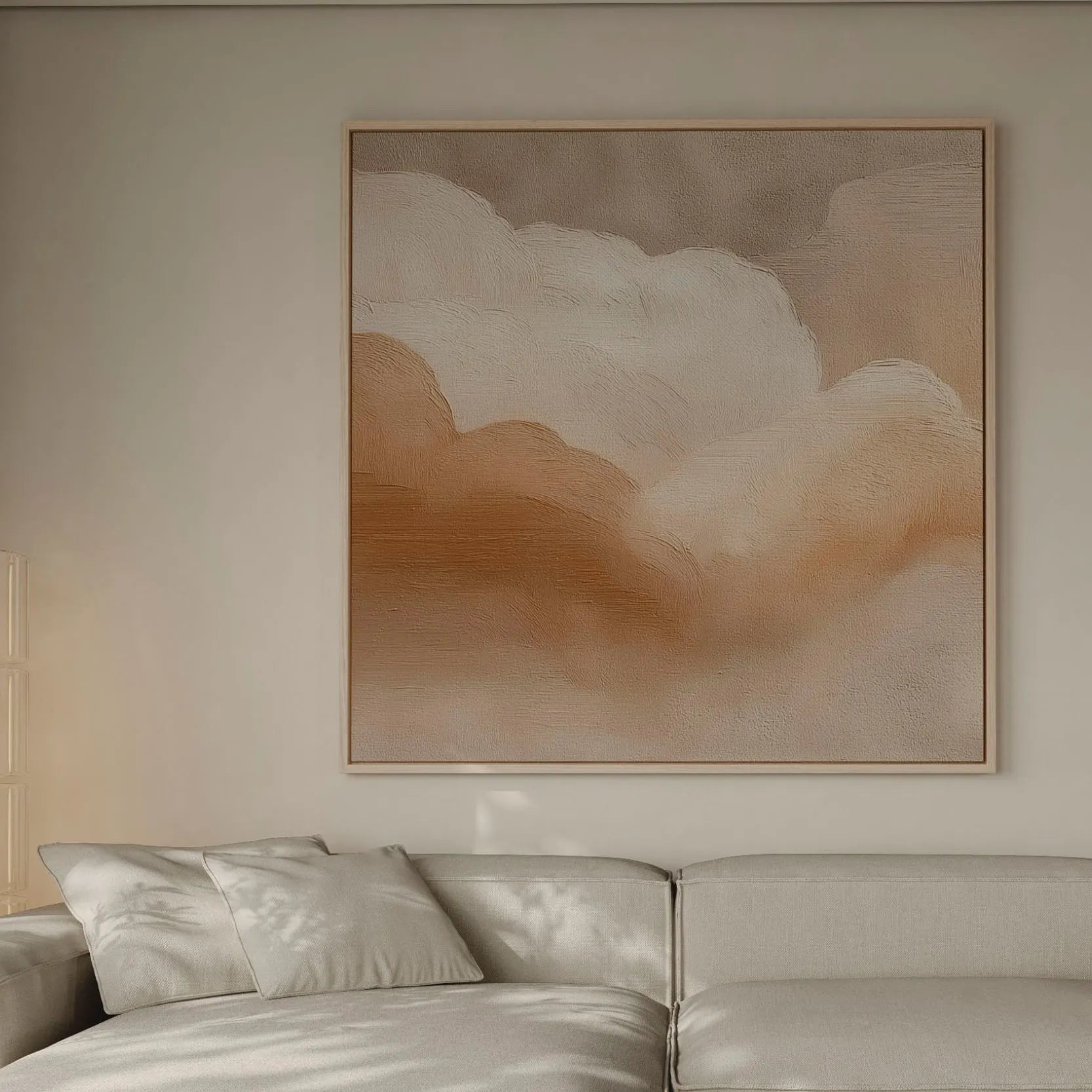 Gerahmtes Leinwandbild – Beige Wolken