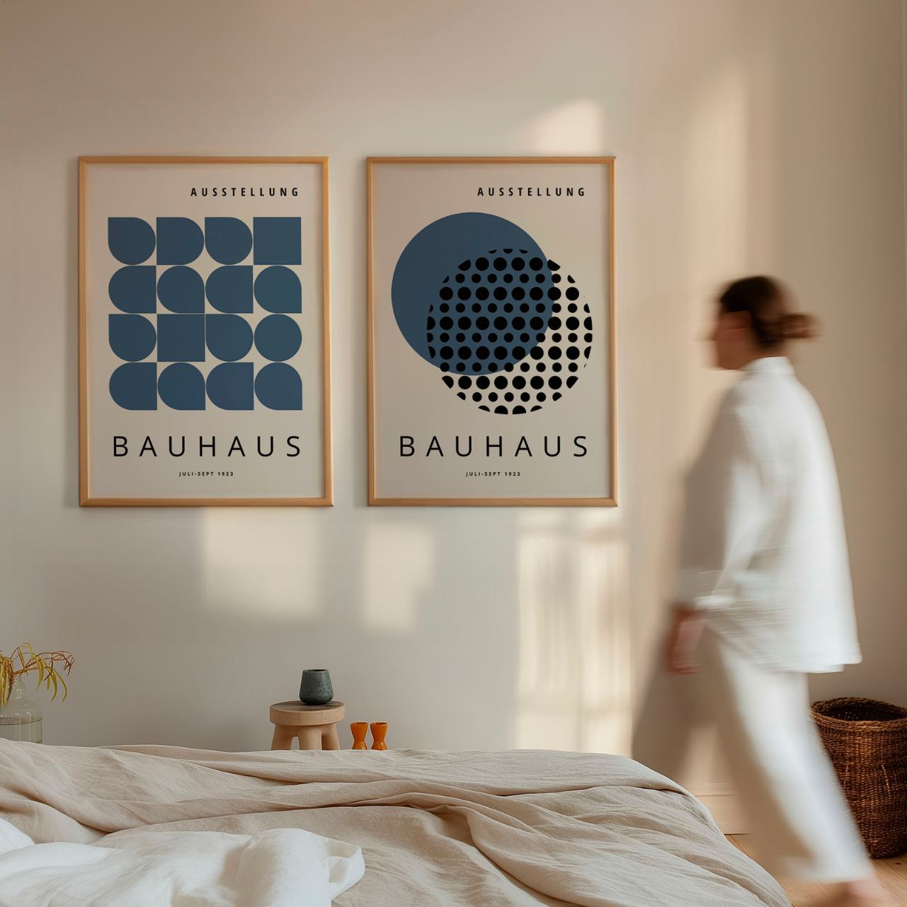 Bauhaus Minimal Blu navy – Set di 2 poster