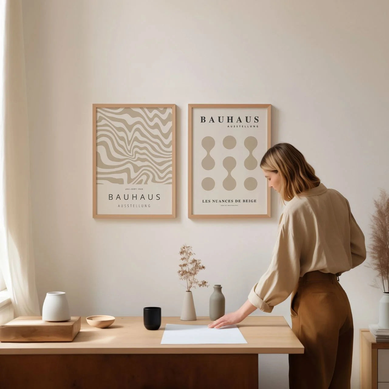 Bauhaus Abstrait Beige – Lot de 2 affiches