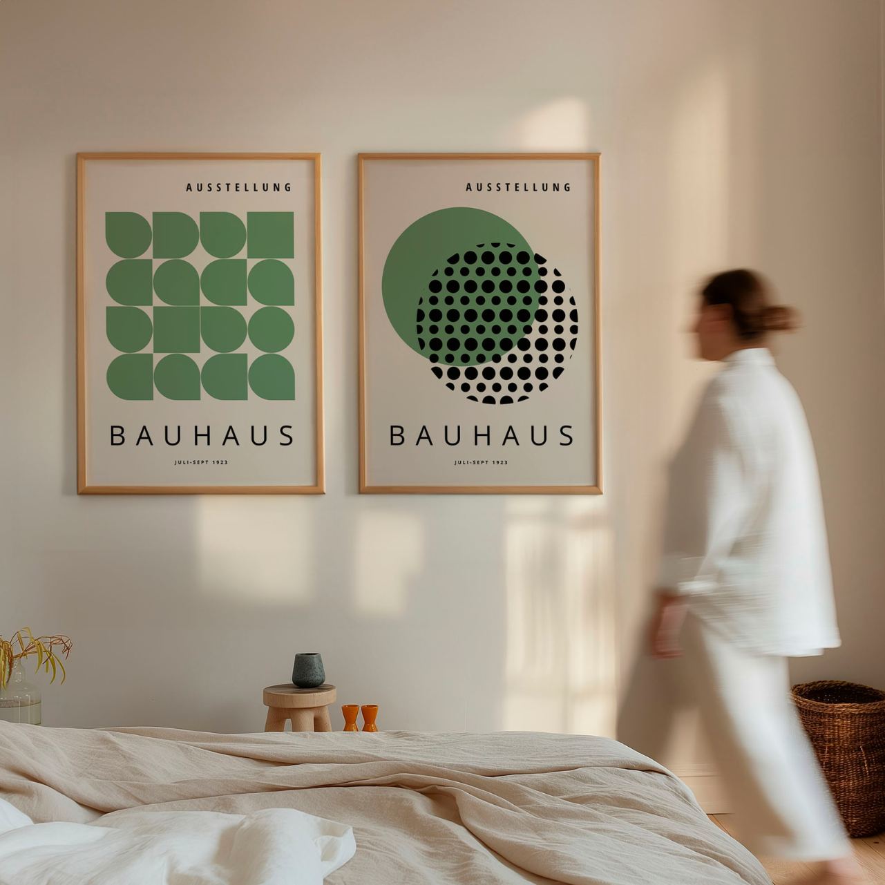 Bauhaus Grün Geometrie – 2er-Poster-Set