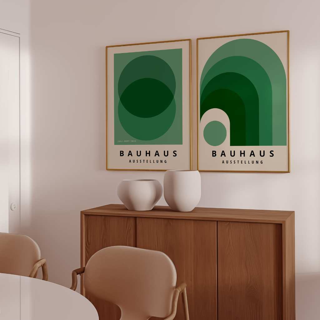Bauhaus Vert Harmonie – Lot de 2 affiches