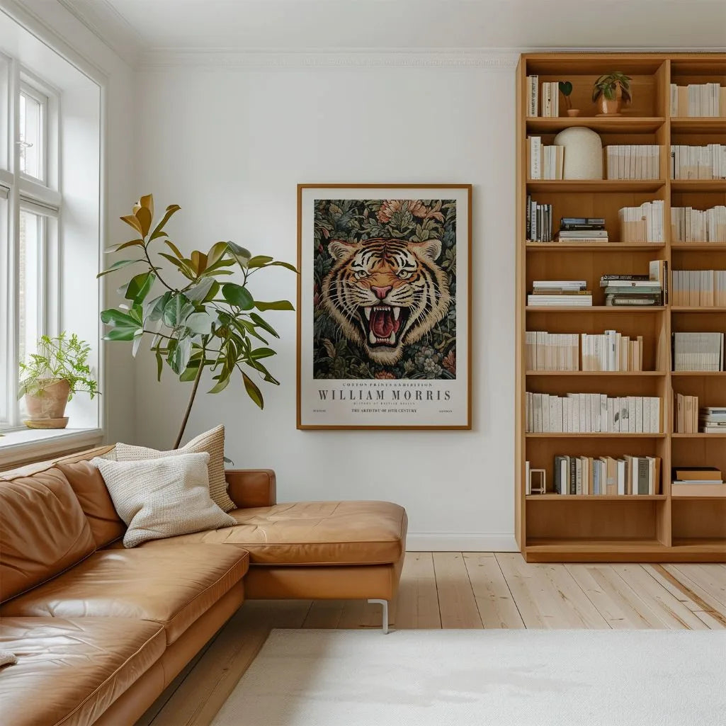 William Morris Tiger on Floral Background Poster
