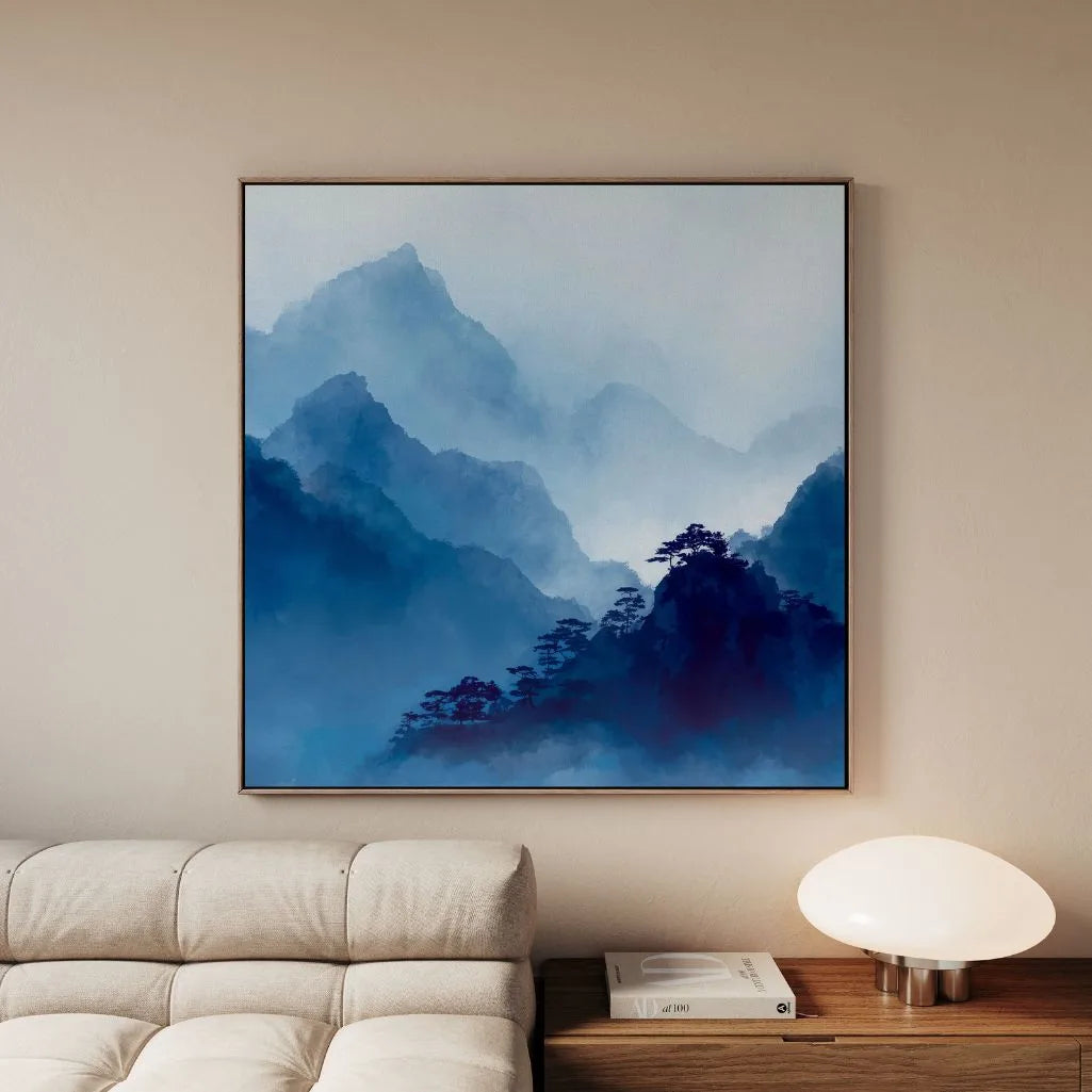 Toile encadrée – Montagnes bleues