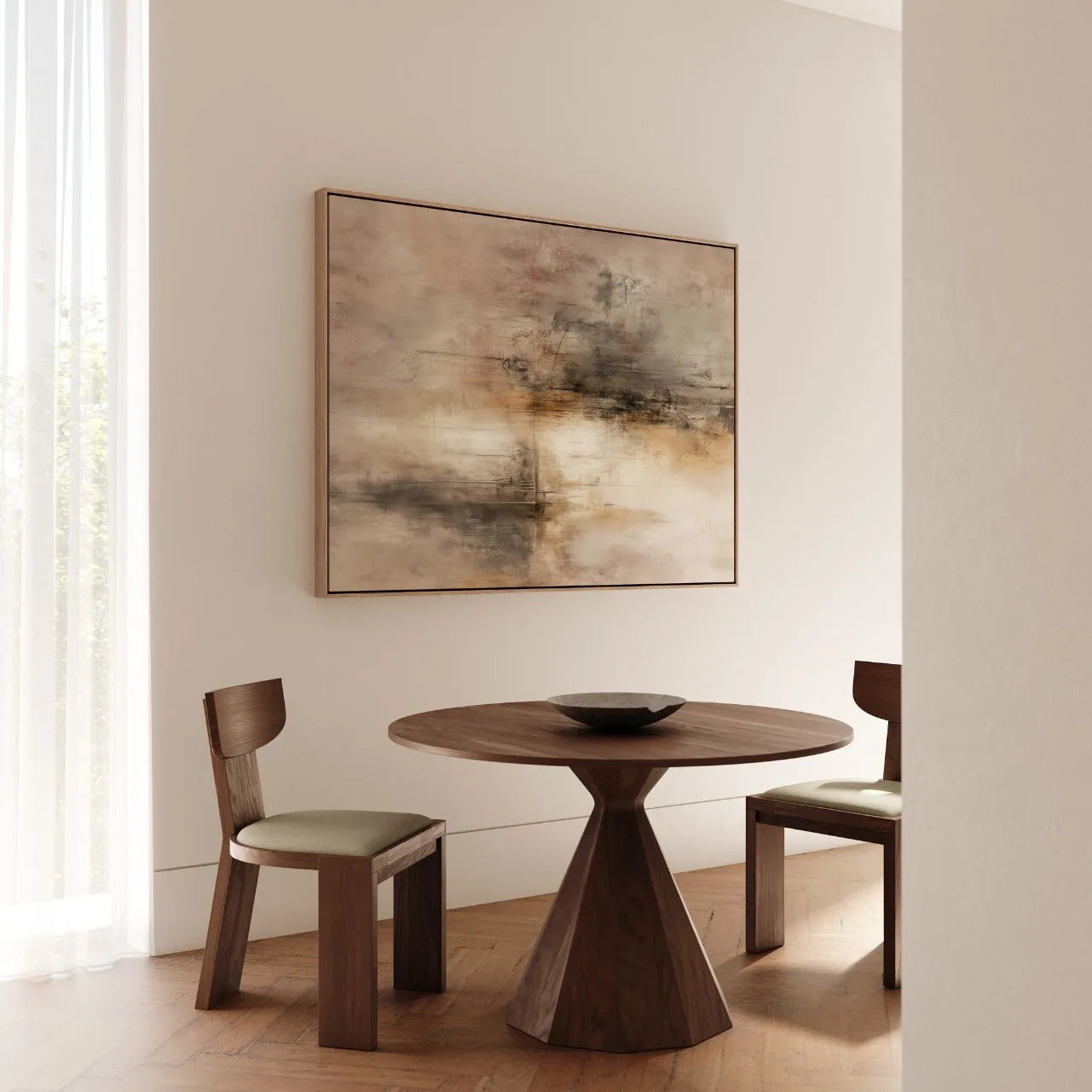 Gerahmtes Leinwandbild Beige Materie