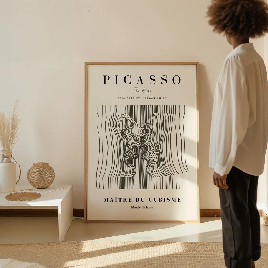 Picasso-Inspired Line Kiss Poster
