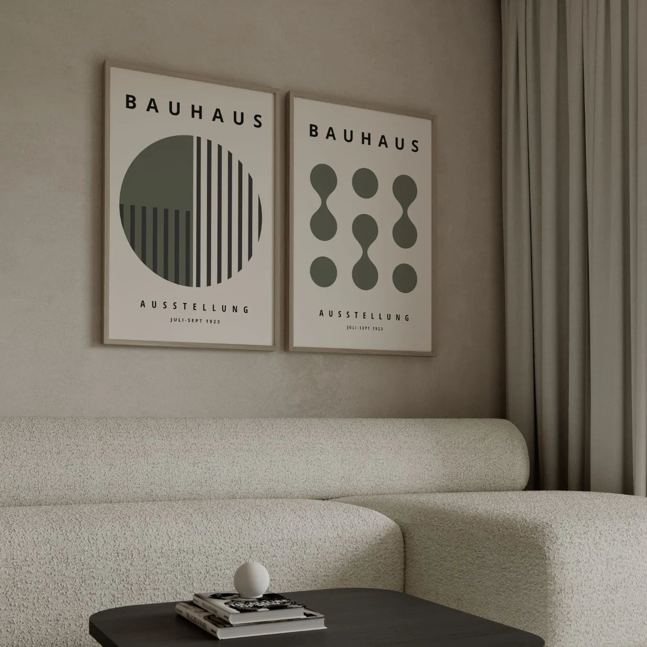 Bauhaus Olivgrün – 2er Poster-Set
