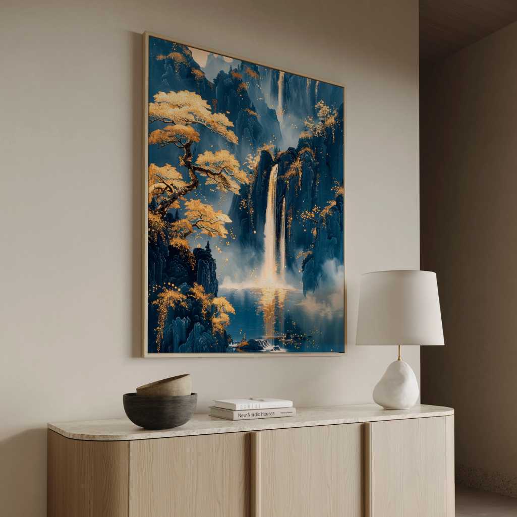 Toile encadrée - Cascades dorées