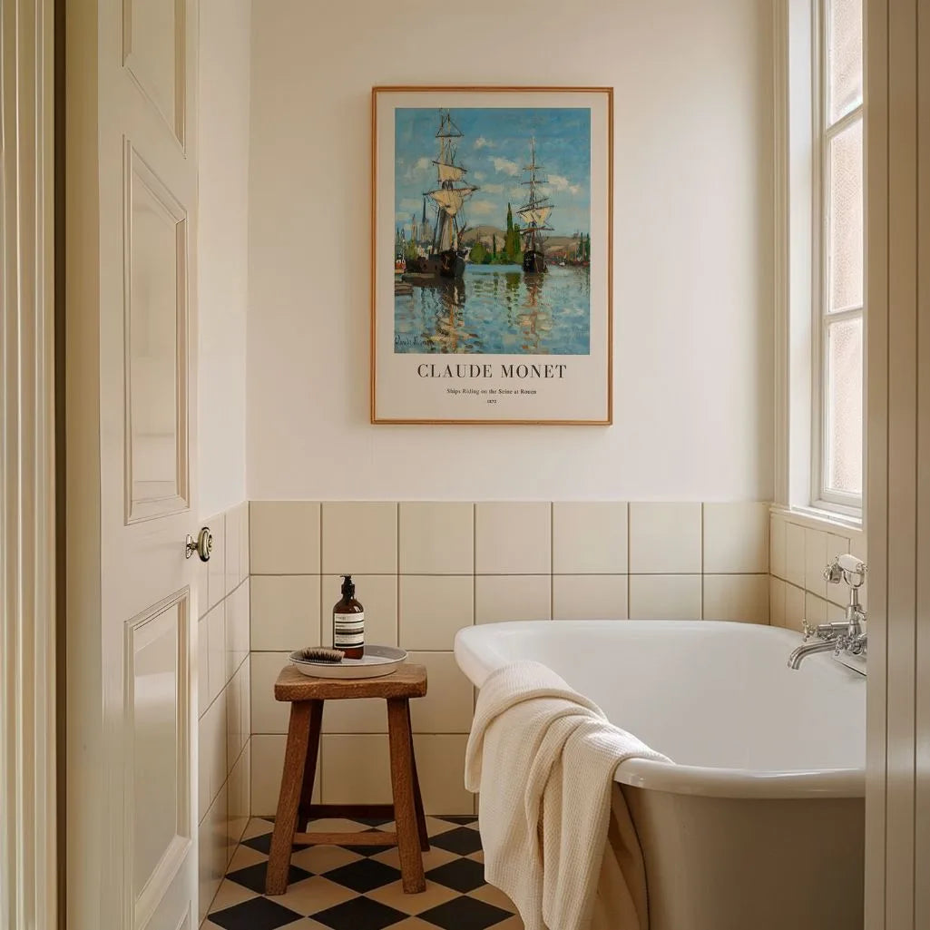 Claude Monet – Barche sulla Senna a Rouen Poster