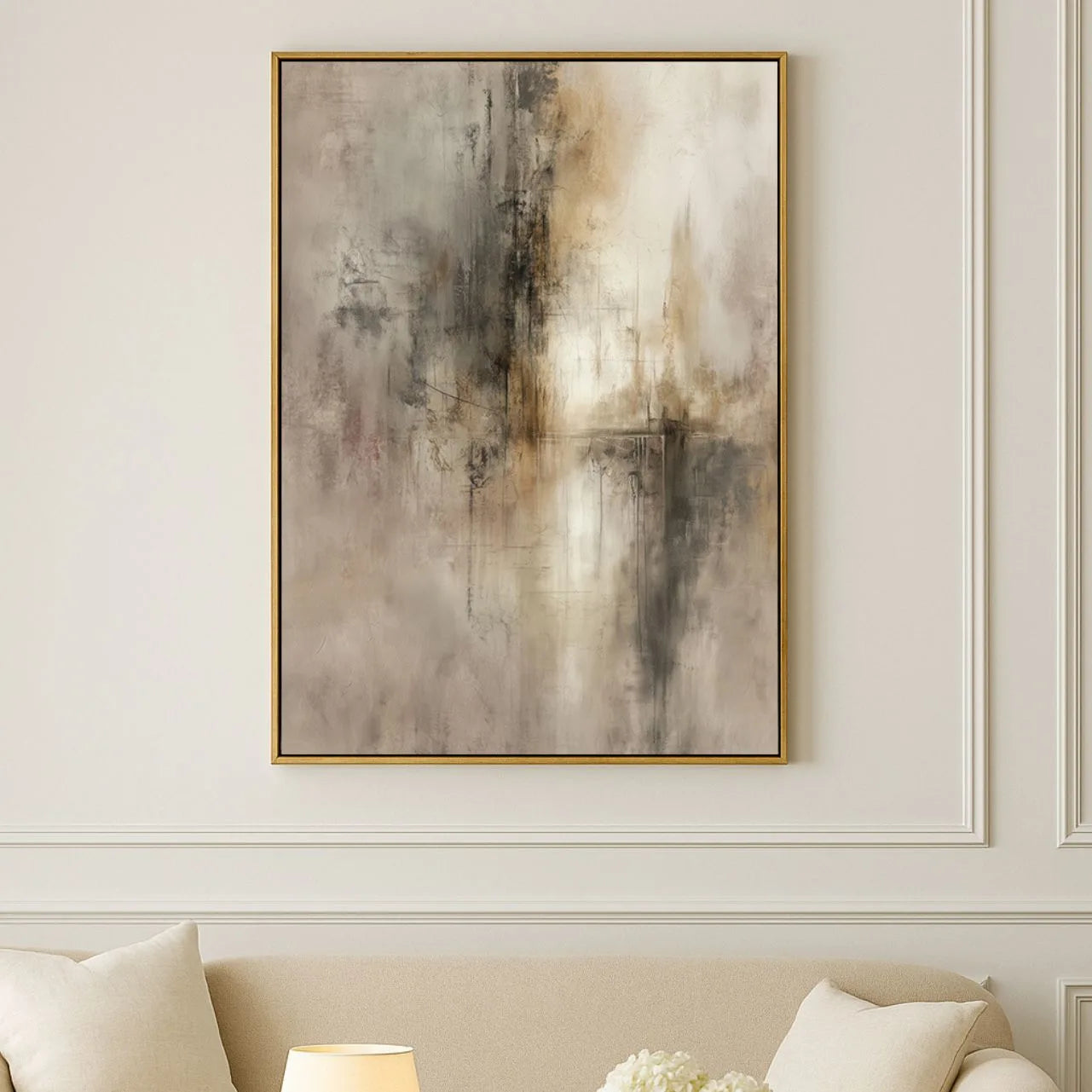 Gerahmtes Leinwandbild Beige Materie