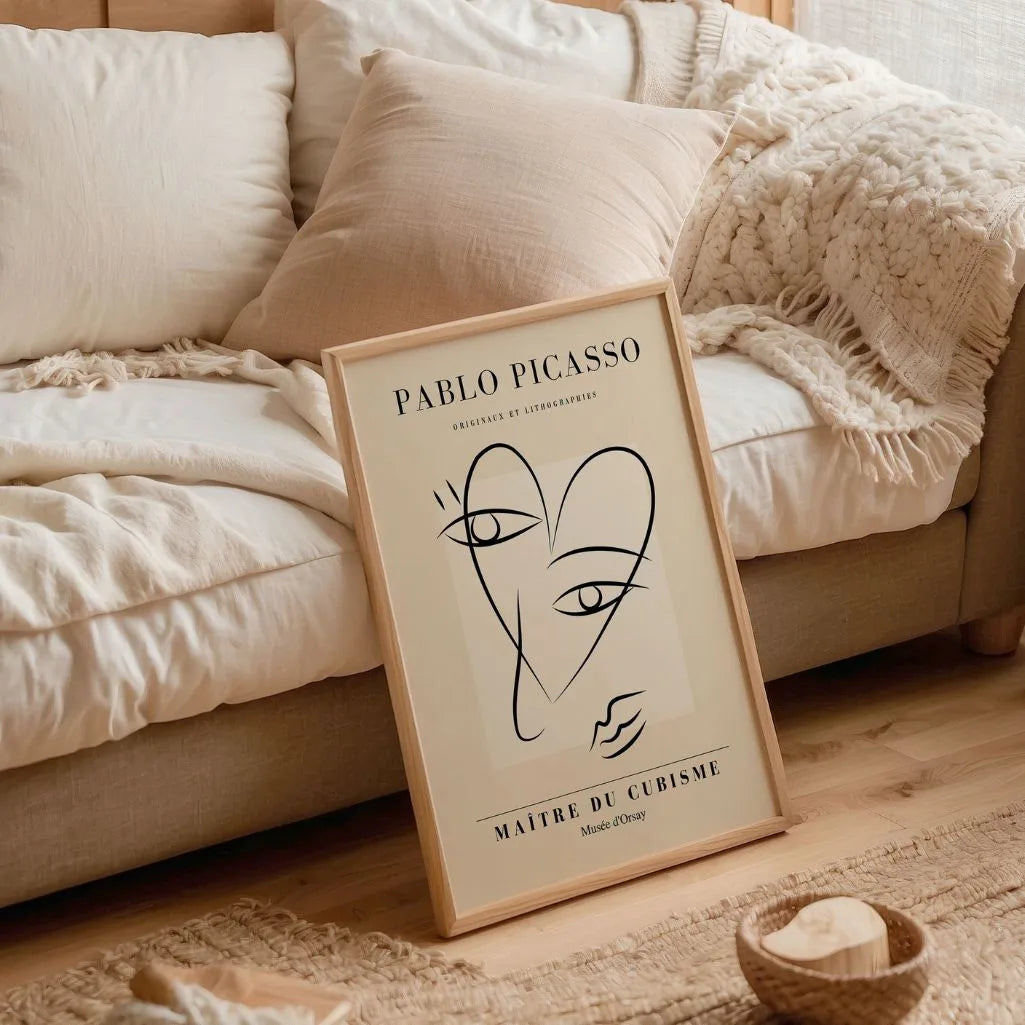 Picasso-Inspired Face Lines Poster