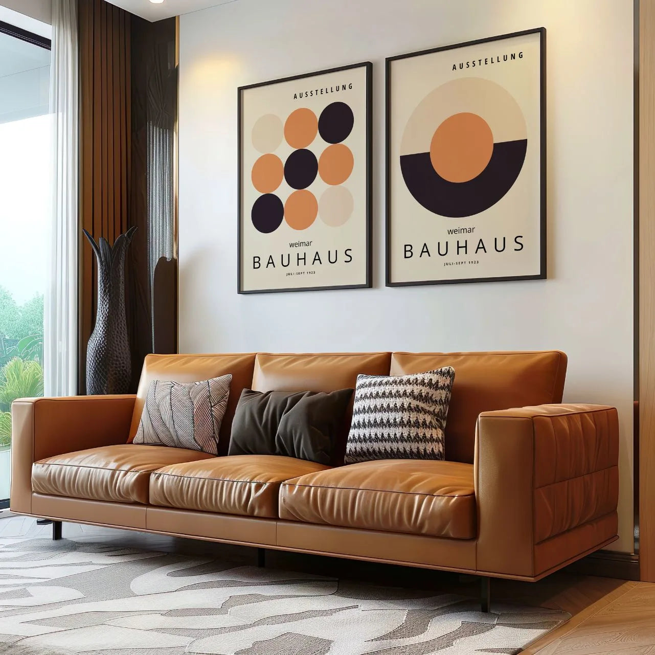 Bauhaus Weimar Orange and Black Poster Set of 2