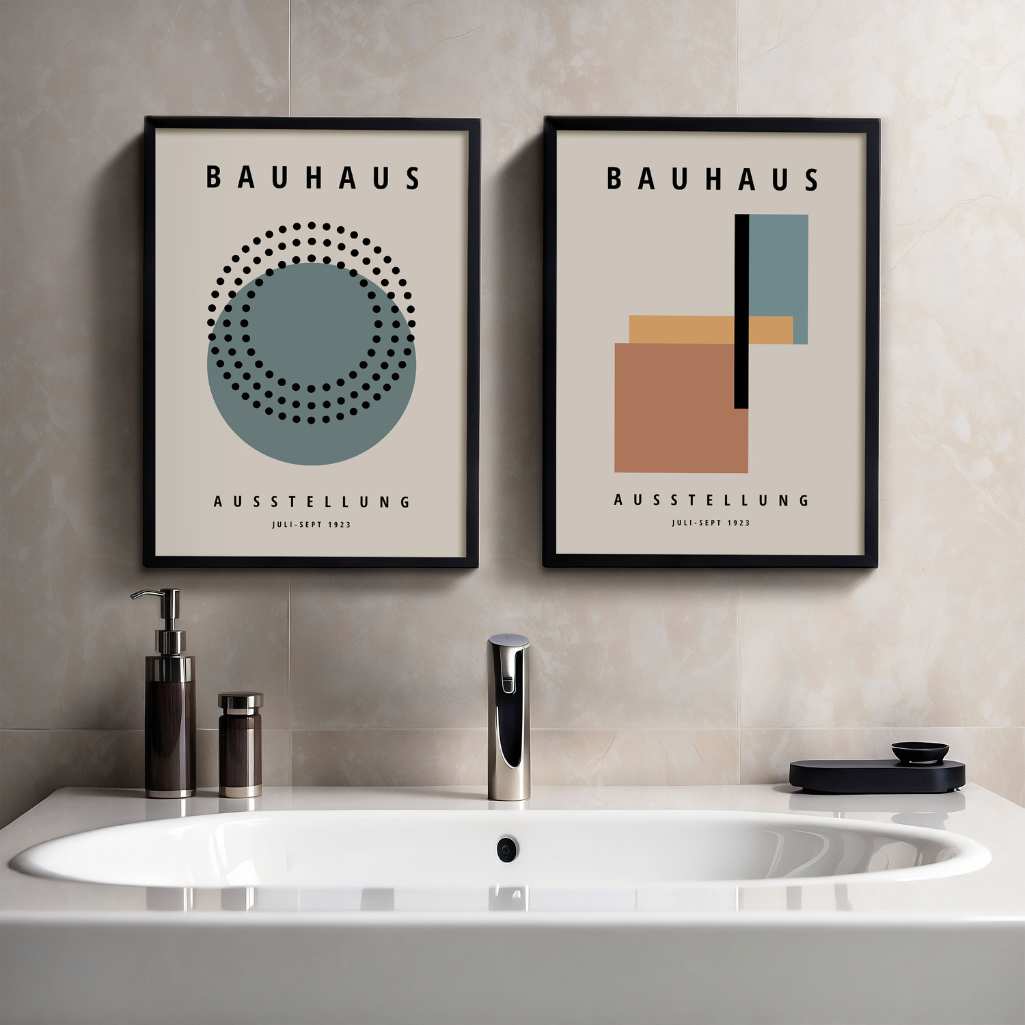 Bauhaus Verde Terracotta Equilibrio – Set di 2 poster