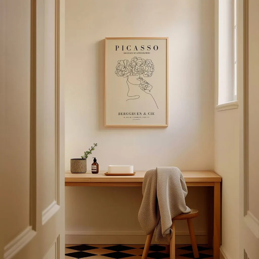 Picasso-Inspired Line Flowers Poster