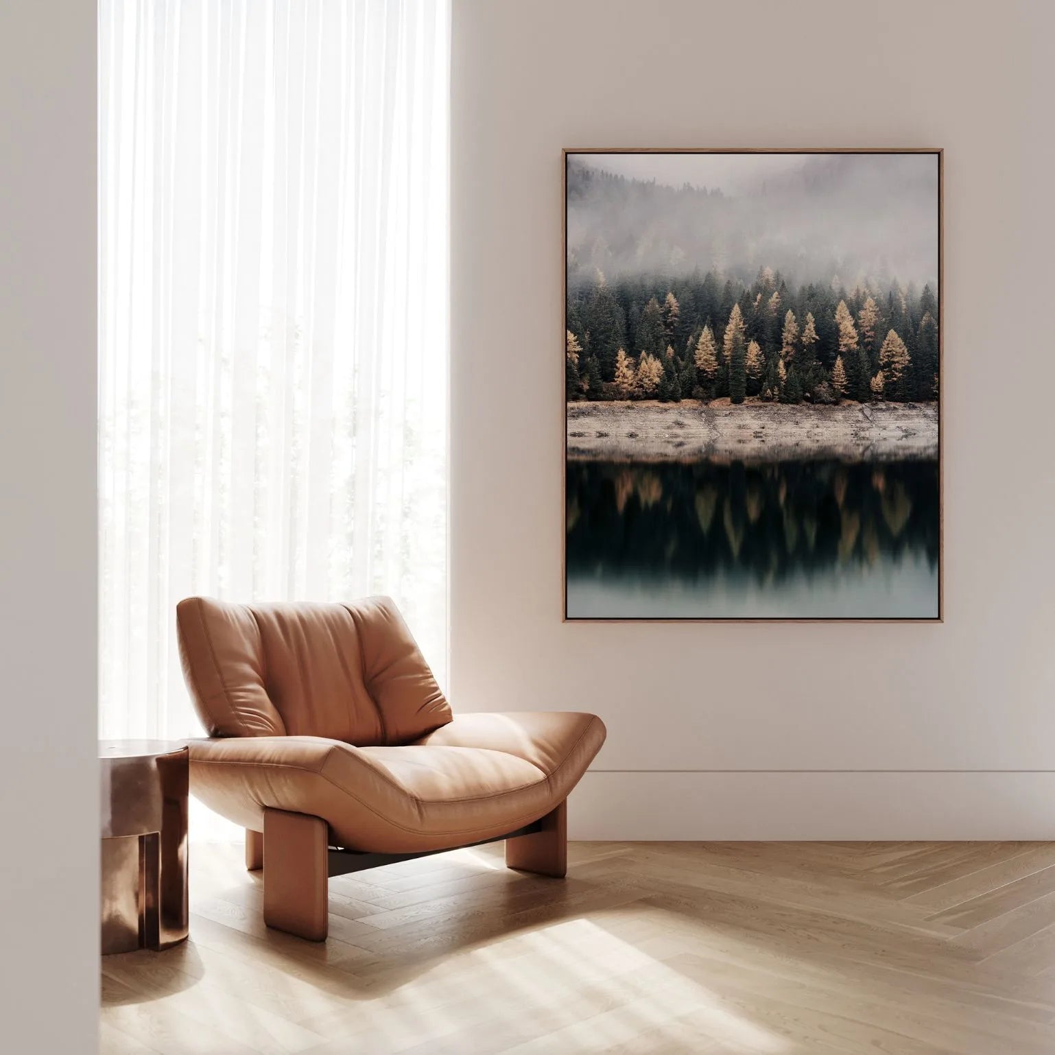 Gerahmtes Leinwandbild - Morgennebel am See