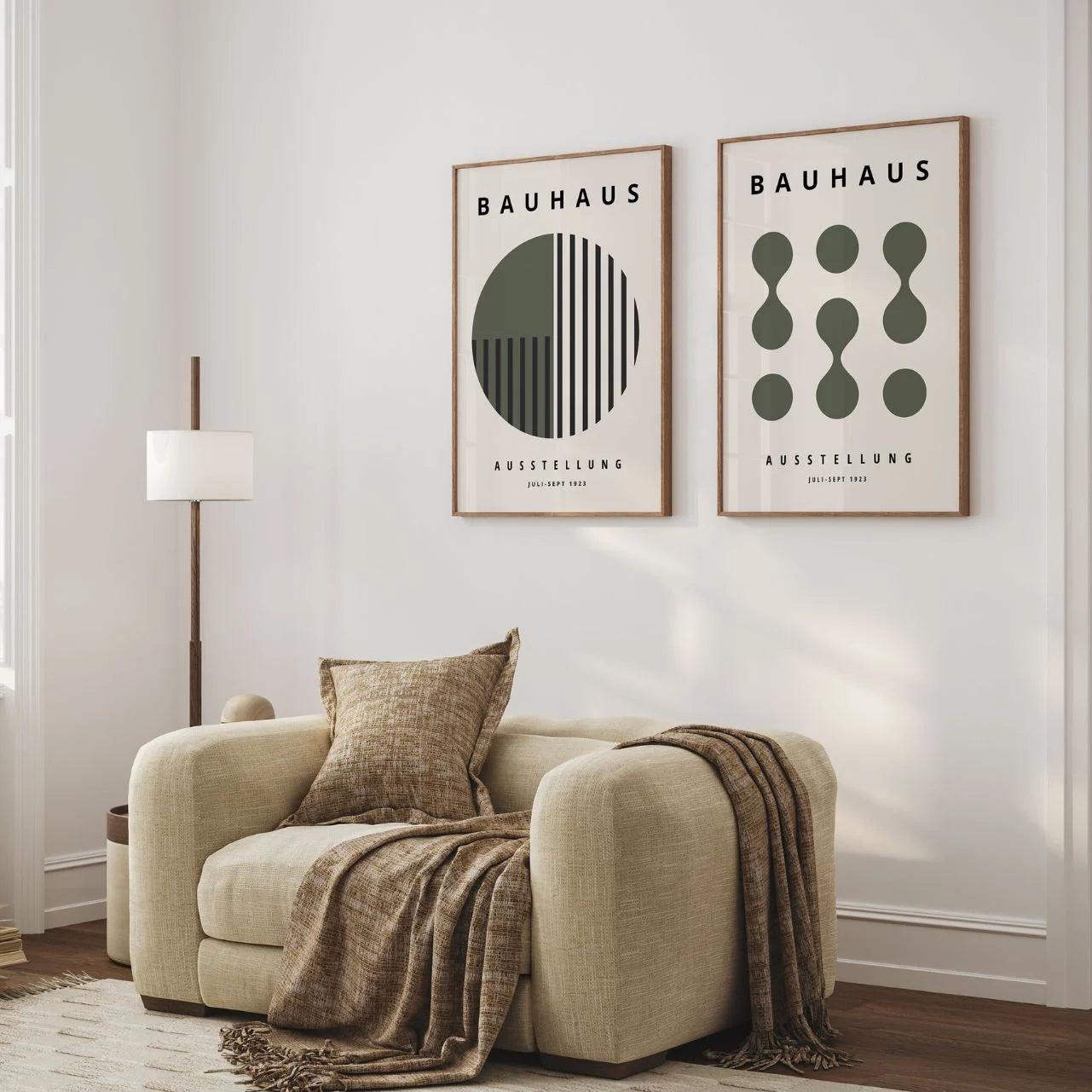 Bauhaus Olivgrün – 2er Poster-Set