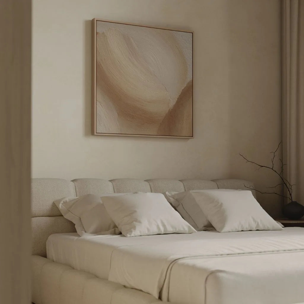 Gerahmtes Leinwandbild – Beige Wellen