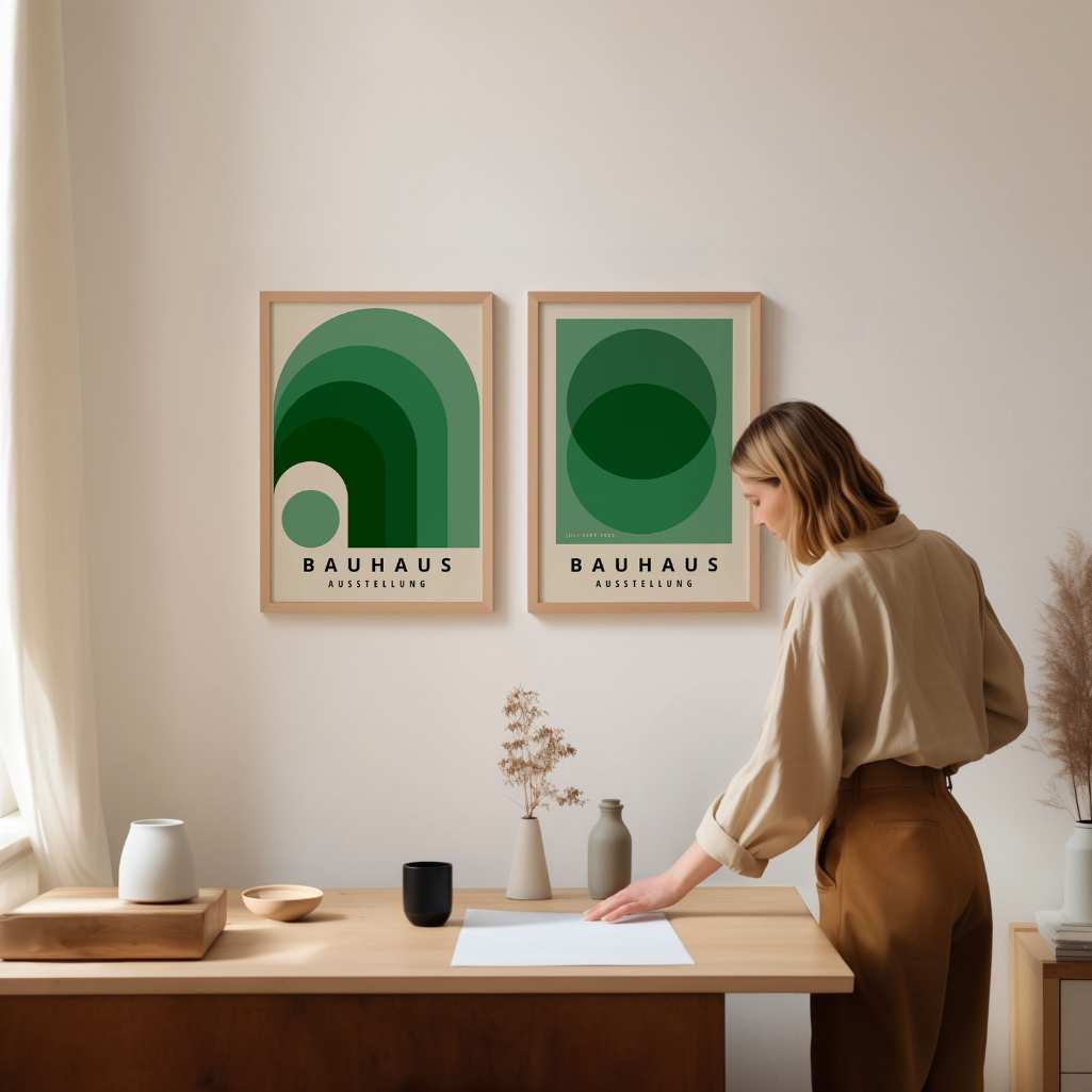 Bauhaus Vert Harmonie – Lot de 2 affiches