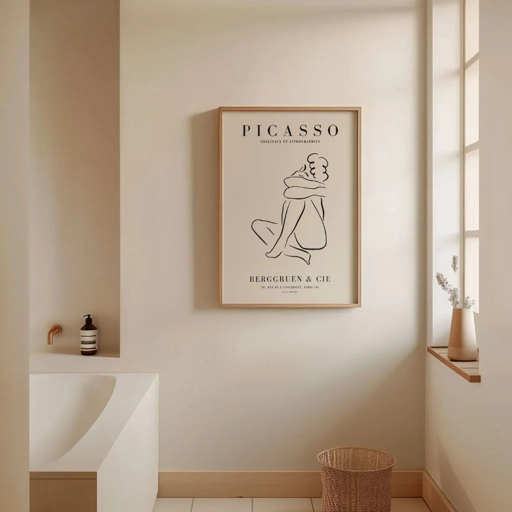 Picasso-Inspired Line Embrace Poster