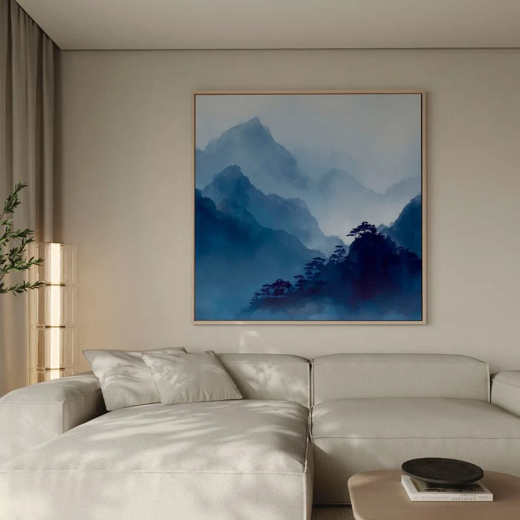 Toile encadrée – Montagnes bleues