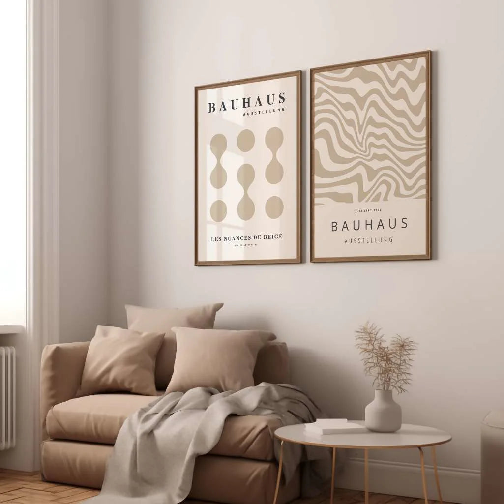 Bauhaus Abstrait Beige – Lot de 2 affiches