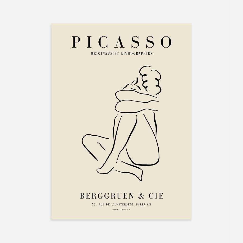 Picasso-Inspired Line Embrace Poster