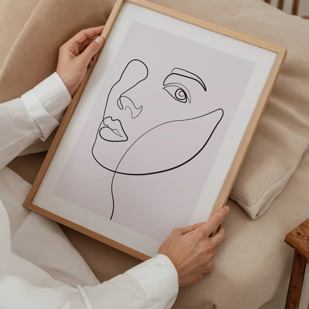 Gaze of Silence Female Face Line Art Poster