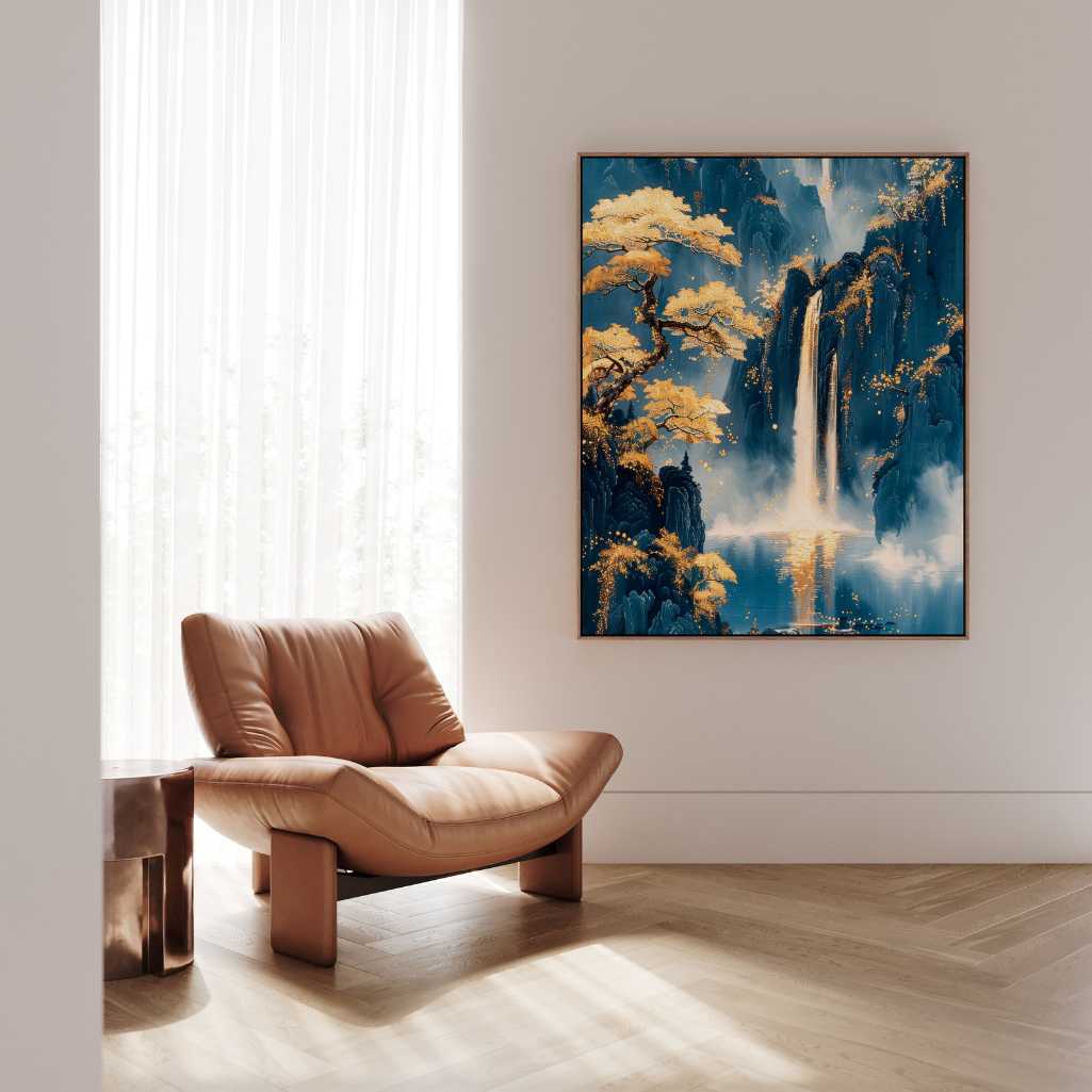 Toile encadrée - Cascades dorées