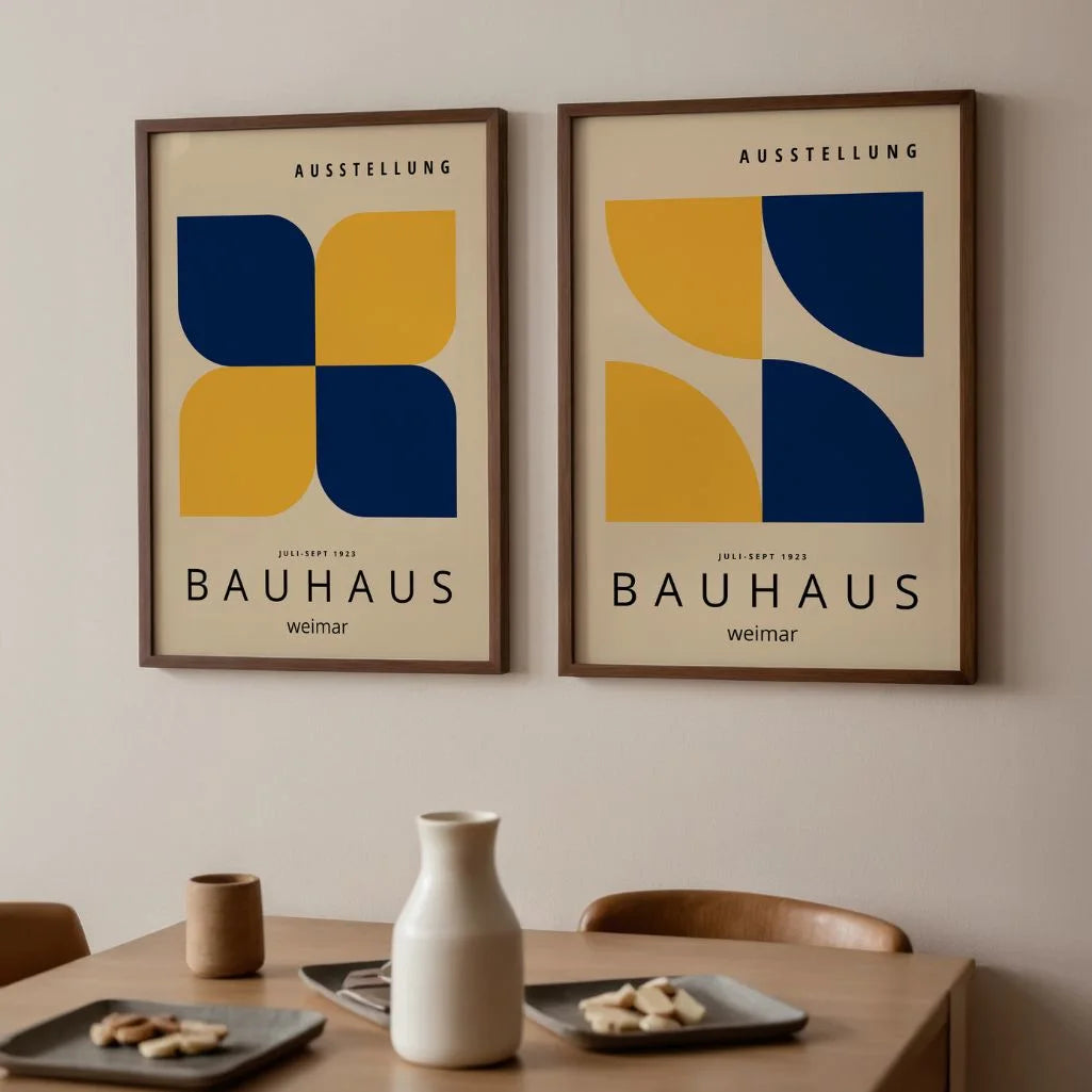Bauhaus Navy Gelb – 2er Poster-Set