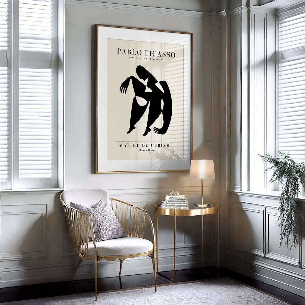 Picasso-Inspired Black Silhouette Poster